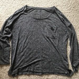 Old Navy Grey Long Sleeve Boyfriend Top